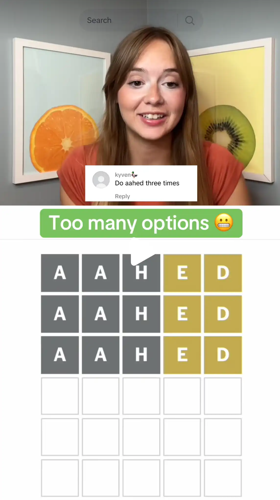 Savannah playing the AAHED challenge on TikTok.